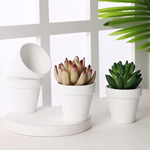 Yishang 36 Pcs Small Mini White Clay Pots, 2.5'' Terracotta Pot Clay Ceramic Pottery Planter,Cactus Flower Terra Cotta Pots,Succulents Nursery Pots,With Drainage Hole,Great For Crafts,Wedding Favor #TOP2