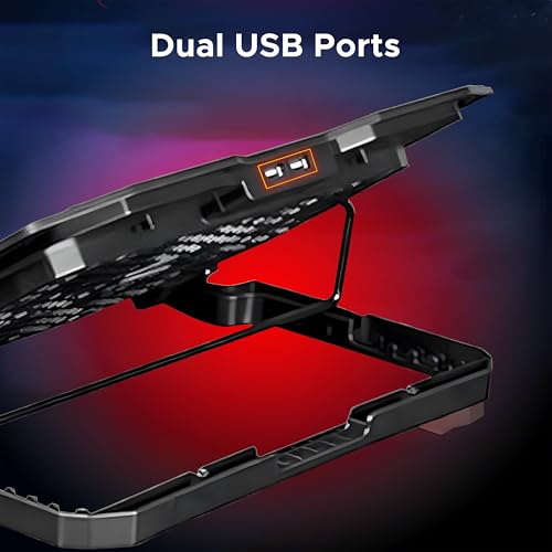 Image of Ant Esports NC190 Laptop Cooling Pad Laptop Cooler with Mobile Holder 1 * 1 125mm and 4 * 1 60mm Quite Red Fans LED Display Laptop Holder 5 Height Adjustable Angle 2USB Ports for Laptop up to 15.6 inch