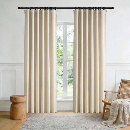 Image of Room Divider Blackout Curtain Track Curtains Wall Dividers Panels Screen for Living Rooms Bedroom Office Privacy Partition Separation, W52 x L84 Inch,1 Panel, Beige