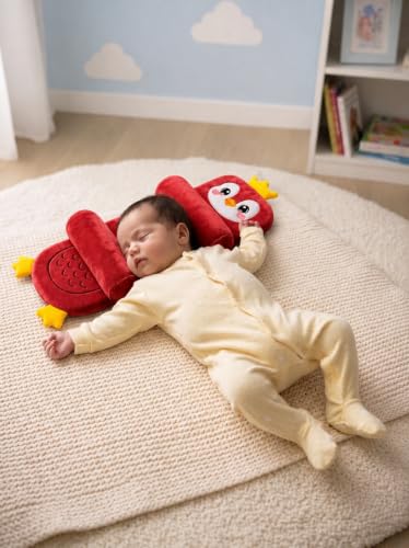 Image of Baby Hugging Pillow with Supersoft Fabric | 0-18 Months Newborn Pillow /Takiya /Cushion | Neck & Head Support for Babies (Red2)