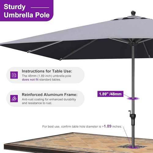 Image of PURPLE LEAF Outdoor Market Umbrella 11.5' x 8' Rectangle Gray 8 Metal Ribs