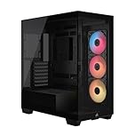CORSAIR 3500X RS-R ARGB Panoramic Mid-Tower PC Case – 3x Pre-Installed RS120-R ARGB Fans, GPU Anti-Sag Arm, Fits up to 10x 120mm Fans, Reverse Connection Motherboard Compatible – Black