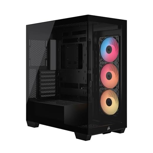 CORSAIR 3500X RS Reverse Fan ARGB Mid-Tower PC Case – 3X Pre-Installed Fans, Panoramic Glass, Spacious Interior, GPU Anti-Sag, Reverse Connection Motherboard Compatible – Black