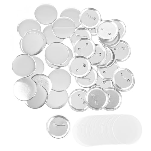 Sarini Lot de 100 Badges à épingles en Fer Vierges pour la Fabrication de Boutons Ronds pour...