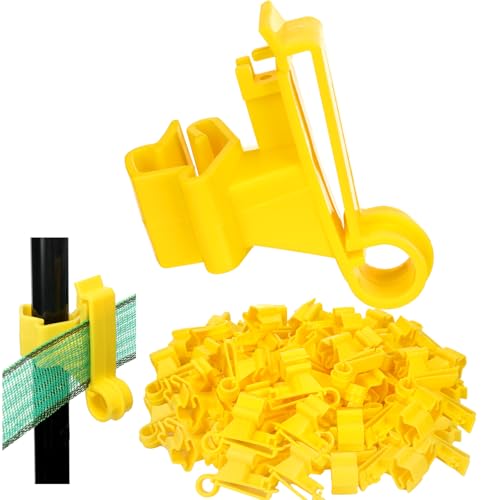 Chunful 100 Pcs T-Post Poly Tape Insulator Large Snap T-Post Holding Electric Fence Insulator for Farm Fence (Yellow)