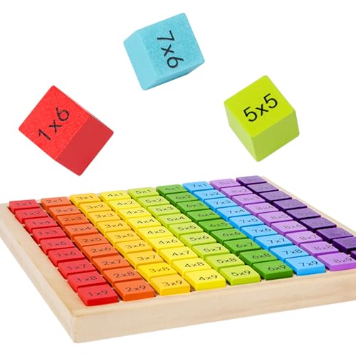 1x1 Lernbrett Rechenbrett aus Holz, 1x1 99 Multiplikationsbrett Mathe Arithmetik Lehrmittel, Multiplikationsbrett für Grundschüler, Mathematik Lernspielzeug Geschenk für Kinder ab 6 Jahren