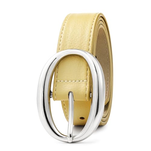 Women's Belt with Silver Buckle Faux Leather Fashion Belt for Casual & Formal Outfits Adjustable Waist Belt Gift2