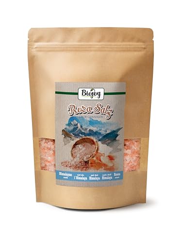 Biojoy Sal Rosa del Himalaya (1 kg), sal cristalina 2-5 mm, para molino de sal, Salt Range Pakistan