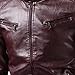 Men's Stand Collar Faux Leather Motorcycle Jacket Casual Slim Fit Zip Up Biker Jackets Vintage Solid Color Outwear (Wine Red,XX-Large)