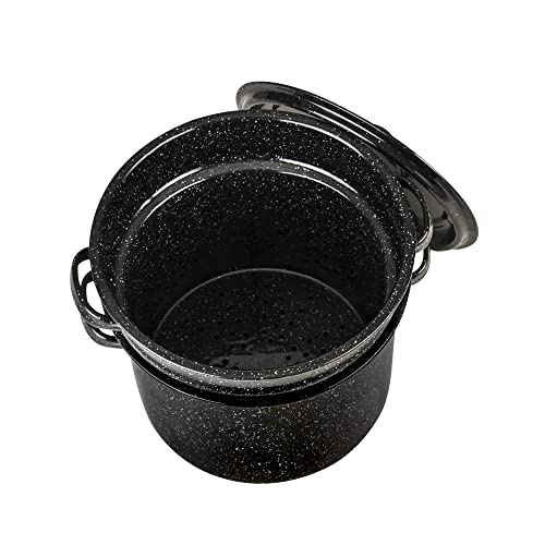 Granite Ware 7.5 Qt 3 Piece Multiuse Pasta Pot Set, Strainer Pot With Lid. (Speckled Black) Seafood, Soups, Sauce, Large Capacity. Easy To Clean. Dishwasher Safe. #TOP4