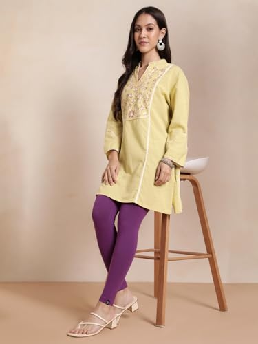 Image of TWIN BIRDS Super Stretchable Cotton Elasthane Fabric Ankle Length Leggings for Women