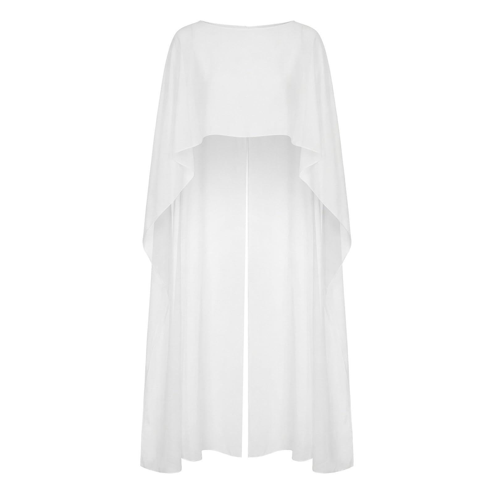 Sexy Outfit Scialle Poncho Lungo e Trasparente da Donna, Mantello Alto e Basso in Chiffon Fluido per Coprire la Spiaggia, Avvolgere la Festa Nuziale