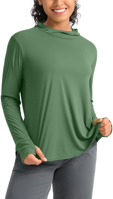 Pudolla Women's Sun Protection Shirt UPF 50+ Long Sleeve Lightweight UV Hoodie for Women Hiking Outdoor Fishing Summer