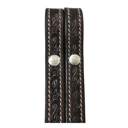 Tahoe Tack Barbwire Leather Western Hand Tooled Browband Headstall with Matching Split Reins
