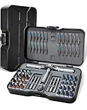 Juego de destornilladores magnéticos 66 en 1, juego de destornilladores de trinquete, eje flexible de combinación de bricolaje, mango de trinquete en T desmontable, puntas de acero S2 magnéticas, para
