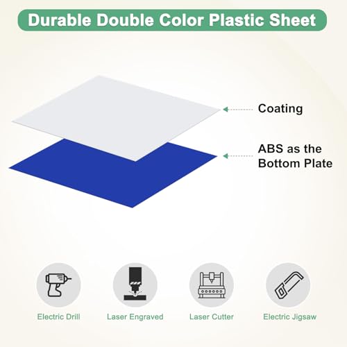 Image of M METERXITY 6-Pack Engraving Blank Materials Double Color 7x11 Inch, 1.3mm Thick ABS Plastic Sheet Yard Signs Name Plate for Door /Office /Home /Conference /Hotel /DIY Carving[White /Blue]