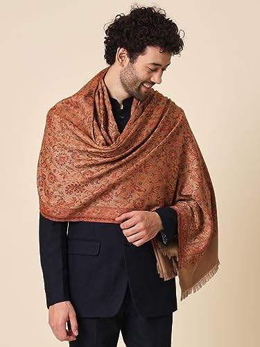 Image of Zamour Faux Pashmina Soft Jamawar Woven Jacquard Shawl for Men