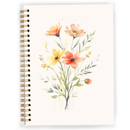 Carnet à spirale vintage floral : écriture à plat sans effort
