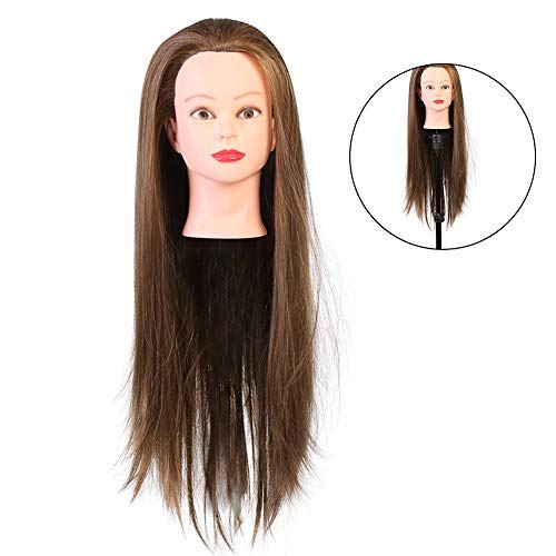 Practice Mannequin Head, Professional Hair Cosmetology Hairdressing Mannequin Manikin Doll for Makeup Braid Salon Tools(Gold) - Image 4
