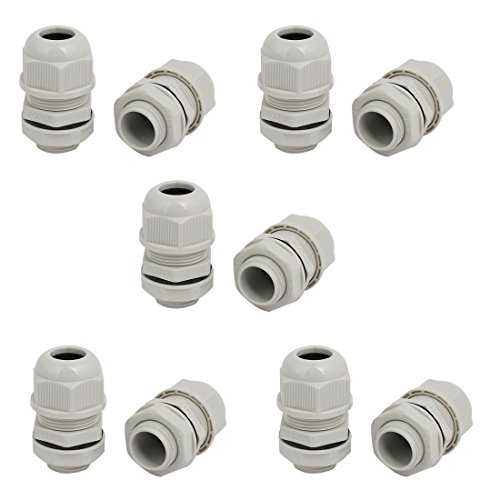 Aexit M20x1.5mm 2mm-3.2mm Transmission Range Nylon 4 Holes Adjustable Cables Gland Gray 10pcs