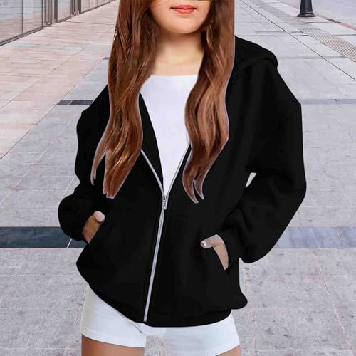 Teen Girls Oversiezd Zip Up Sweatshirts Cute Fleece Kids Hoodies Youth Long Sleeve Fleece Active Sport Jacket Coat4