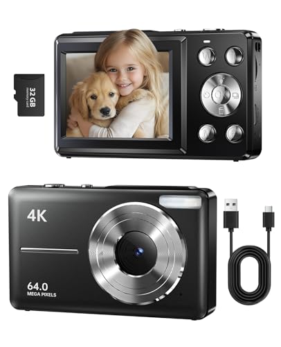 Appareil Photo Numérique, Appareils Photo 4K 48MP avec Carte de 32Go, Zoom 18X, Appareil Photo Compact de 2,8'' pour Enfants, Adolescents, Garçons et Filles