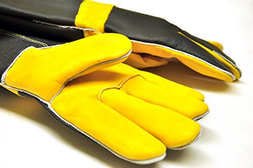 14.5" Long Premium Leather Gloves, Bbq Gloves, Grill And Fireplace Gloves, Cotton Lining With Kevlar Stitch, Heat Resistant Gloves, Animal Handling Gloves, Bite-Proof Gloves #TOP7