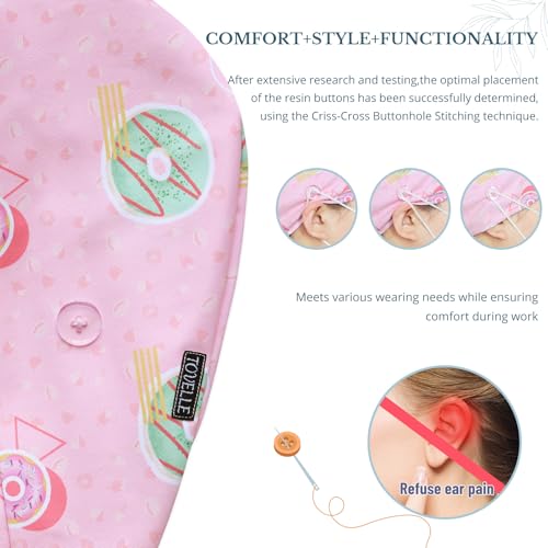Image of Scrub Caps for Women with Buttons, Classic Surgical Caps