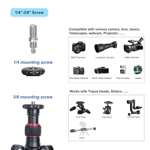Image of Camera Tripod, 70 inch Video Tripod Without Head, Aluminum Heavy Duty Tripod with Carry Bag, Professional Camera Tripods & Monopods, Compatible with Canon, Sony, DSLR, Camcorder 33lbs (TM70)