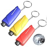 QUZOC Seatbelt Cutter Window Breaker Keychain 3-in-1 Car Glass Breaker Emergency Escape Tool for Land and Underwater, Car Safety Hammer Automotive Life Safety Tools Kit (red Blue Yellow Pack of 3)