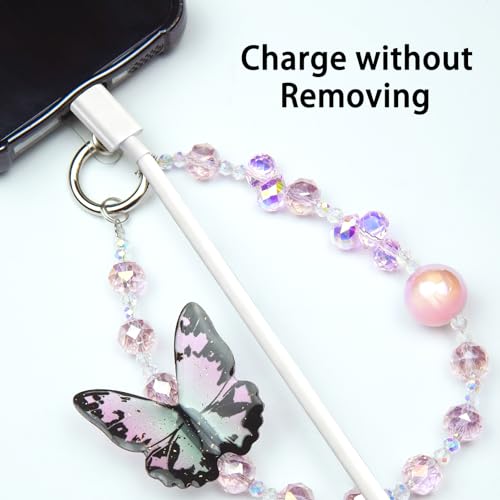 LOIKMIUP 2Pcs Phone Charm for Women, Phone Wrist Strap Hands-Free Beaded Chain, Detachable Lanyard Key Chain — view 4