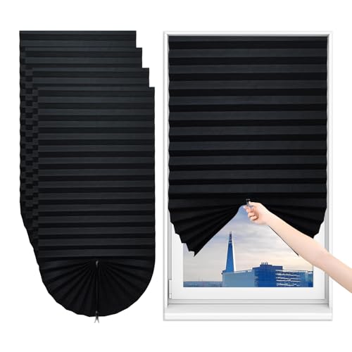 Sneulletoys 4pk No Drill Temporary Blinds Stick on (Black 60W×150H cm)