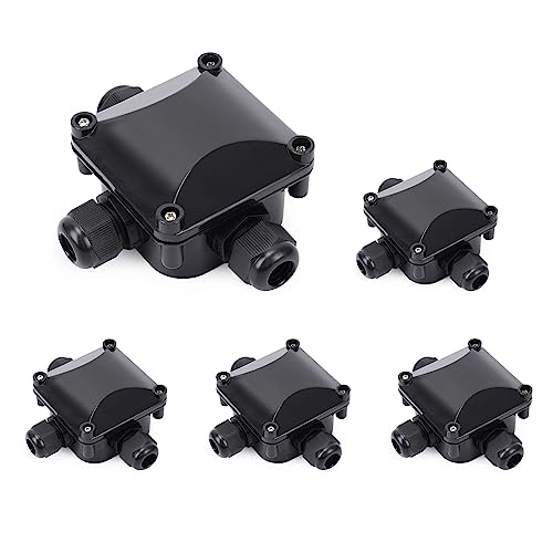 SILIVN 5Pcs Waterproof IP68 Cable Connector, Light IP68 Junction Box, Larger 3-Way External/Outdoor Electrical Junction Box 5.5mm-10.2mm (1 PCS Screwdriver)