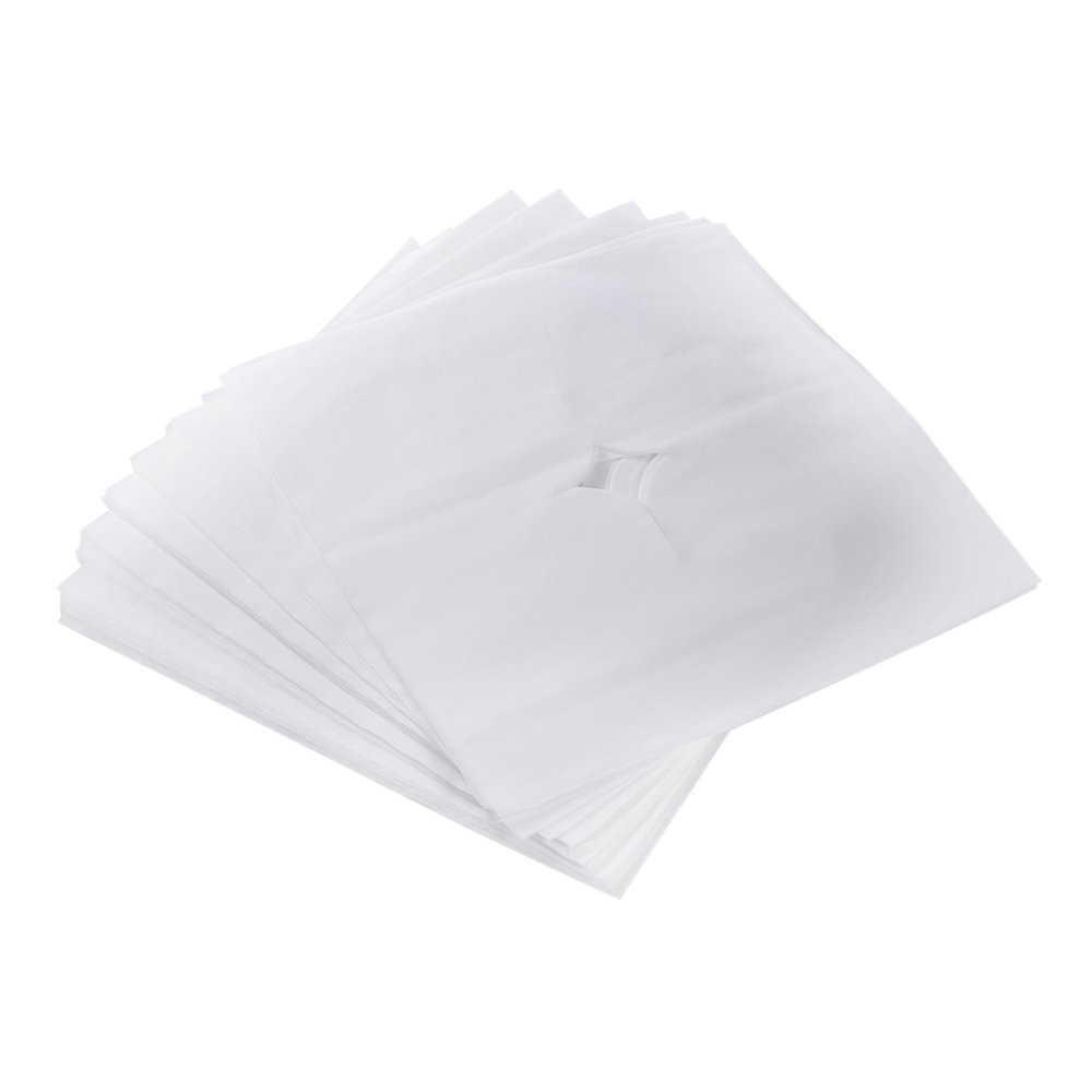 Anself Cubierta para reposacabezas sábana de masaje desechable con orificio de respiración para spa y mesa de cama de almohada 100 piezas 200ST
