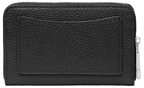 Image of Michael Kors Jet Set Small Zip Around Card Case, Silver-Tone Hardware /Mercer Pebble Leather /Black