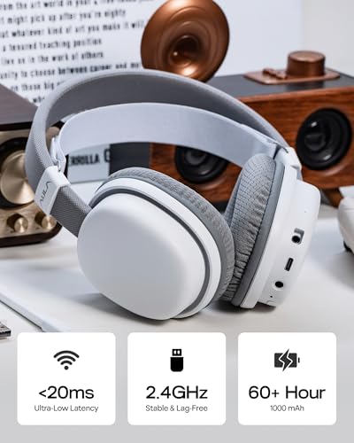 Image of MechLands Aula G7 Wireless Gaming Headset for PS4 /PS5 /PC /Switch, Over-Ear Headphones with Detachable Noise Canceling Mic, RGB, Surround Sound, 60H Battery, 2.4GHz /BT /Wired (White)