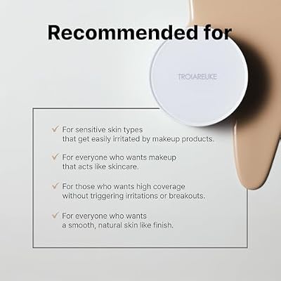 TROIAREUKE A+ Cushion Foundation (Shade 21) I Natural Coverage Foundation Makeup, Moisturizing Finish for Sensitive, Oily, Combination Skin, Skin Care Cushion I Korean Aesthetic Makeup