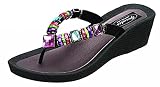 Grandco Women's Rainbow Wedge Thong (9, Black)