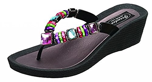 Grandco Women's Rainbow Wedge Thong (9, Black) #TOP22