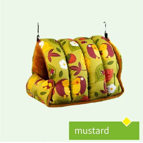 Image of Parrot Warm House Bird Nest Winter Hanging Hammock Birds Sleeping Bed Parrot Hideway Bed Washable for Parrot Parakeet Cockatiels Budgies Lovebird (L,Mustard)