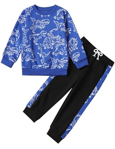 Image of Toddler Boys Dinosaur Sweatshirt and Jogger Pants Outfit Set, Ages 2-10