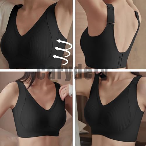 3PC Womens Wireless Bras No Underwire Push Up Bra Seamless Ribbed Cozy Full Coverage Adjustable Straps Everyday Bra3