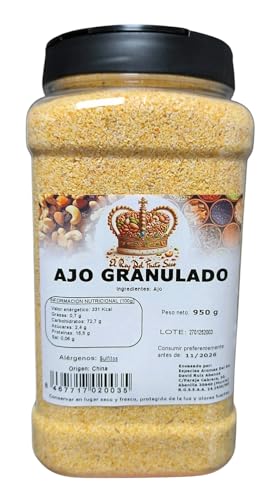 Ajo Granulado 950 g - Ajo en polvo - Aromático condimento para sazonar y realzar tus platos - El Rey del Fruto Seco
