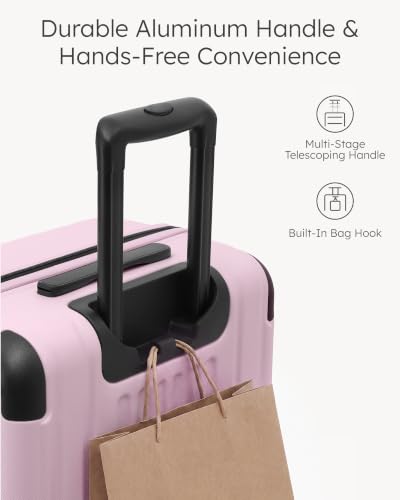Image of Coolife Luggage, Lightweight and Durable Hardshell, 24 in, Light Pink