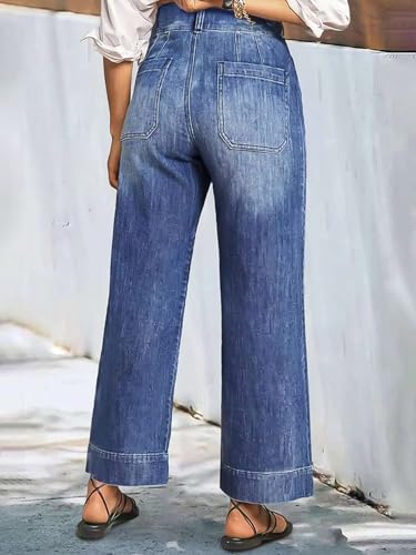 Flamingals Women's Wide Leg Jeans High Waisted Baggy Stretchy Trendy Patch Pocket Jeans4