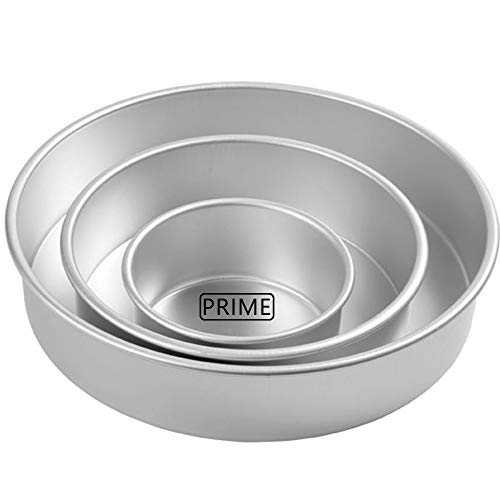 Image of Prime Bakers and Moulders Round Cake Baking Pan Aluminum Tin Mold for Oven (8,10,12 Inch)