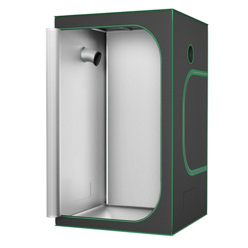 PEILU Growzelt Komplettset 120x120x200cm Pflanzenzelt inkl. Stahlrahmen Sichtfenster Reflektierendes Innenfolie Bodenwanne & Zubehörkanal Tragbare Zuchtzelte für Hydrokulturen/Indoor-Anbau