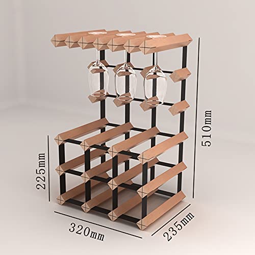 Wll-Dp Freestanding Wine Holder Beech Countertop Wine Rack Two-In-One Wine Storage Shelf, For Tabletop Cabinet Pantry Kitchen Bar Dining Room, Hold 6~9 Bottles #TOP1