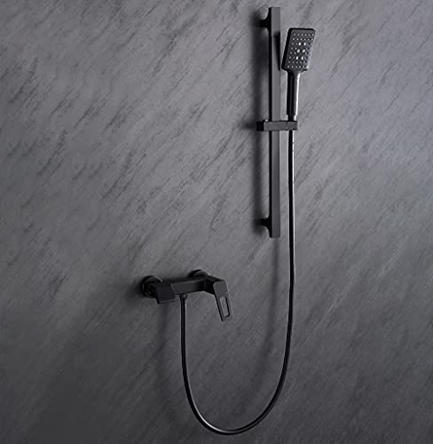 Colonne de douche exposée en finition chrome brillant avec robinet intégré et douchette