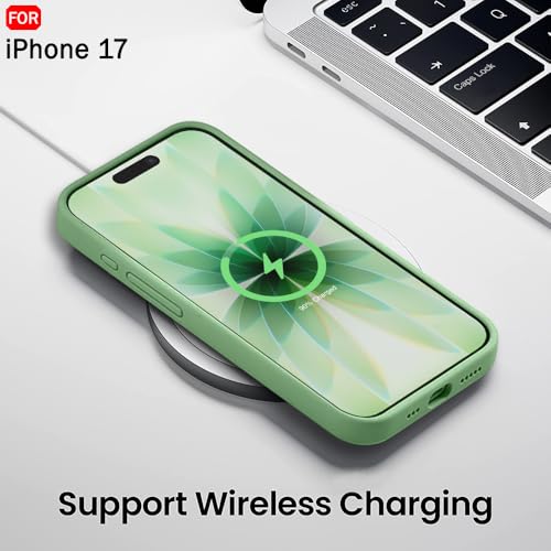 Image of TheGiftKart Liquid Silicone Back Cover Case for iPhone 17 | Soft Micro-Fibre Lining Inside | Camera & Screen Protection | Shockproof Back Cover Case for iPhone 17 (Silicone, Green)